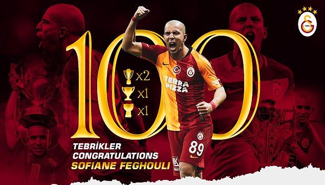 Mücadeleye ilk 11'de başlayan Sofian Feghouli Galatasaray forması ile 100. maçına çıktı.