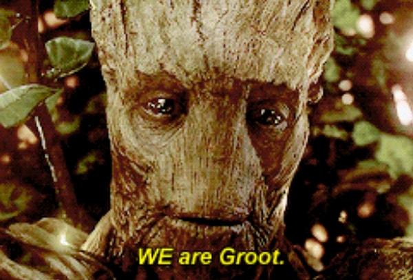 3. 'Galaksinin Koruyucuları' filminde, Groot kendini diğer koruyucular için kurban ettiği zaman.