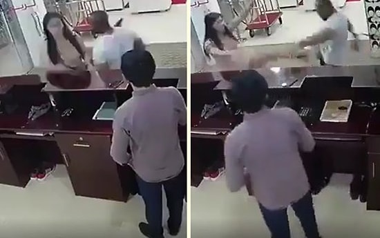 Kendisine Şiddet Uygulamaya Yönelen Adamı Tekmeleriyle Bir Güzel Haşat Eden Kadın!