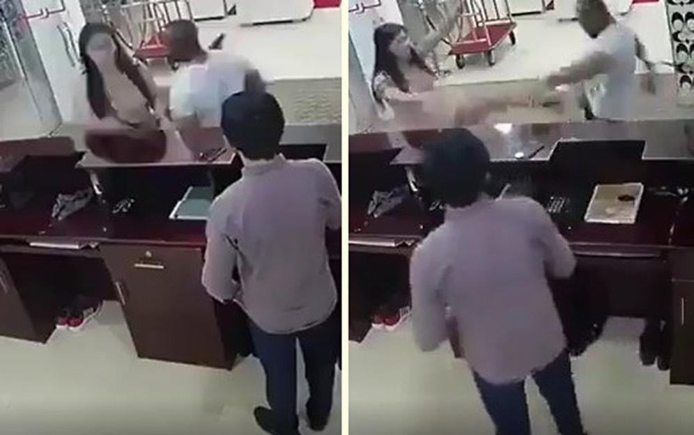 Kendisine Şiddet Uygulamaya Yönelen Adamı Tekmeleriyle Bir Güzel Haşat Eden Kadın!