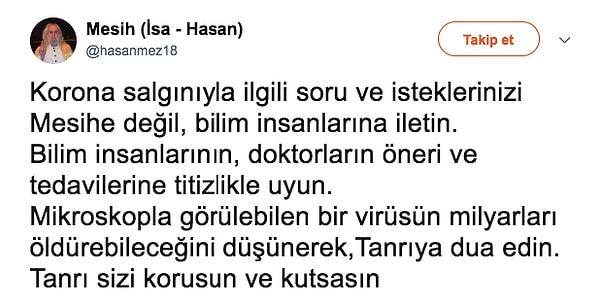 Bugün ise başımızın belası Korona Virüsü ile ilgili öyle bir tweet attı ki, sosyal medyadaki herkes yeniden Hasan Mezarcı'yı konuşmaya başladı.
