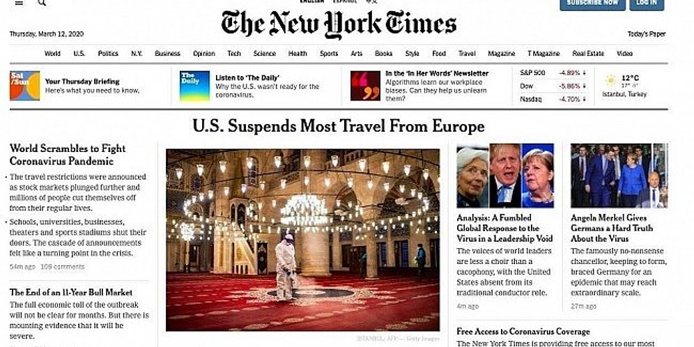 New York Times'ın Koronavirüs Haberinde Kullandığı Türkiye Fotoğrafı Tepki Çekti