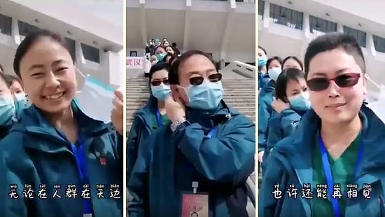 Son Geçici Hastanenin Kapatılmasını Maskelerini Çıkararak Kutlayan Çinli Doktorlar!