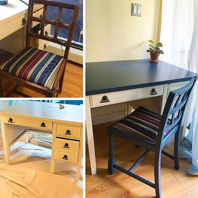 11. "Masayı ücretsiz ve sandalyeyi de 2 dolara temin ettim. Sonrasında yaptığım tek şey onu boyamak oldu. Aslında bu kadar kolay."