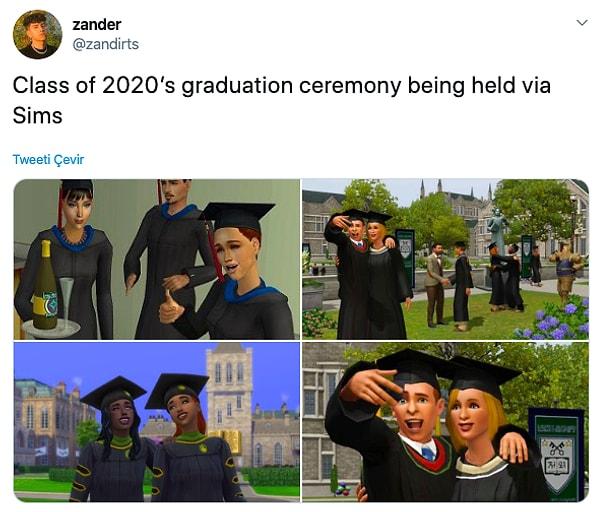 15. "Mezuniyet Sims aracılığıyla yapılırken 2020'nin sınıfları"