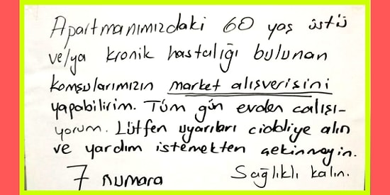 Koronavirüs Salgını Nedeniyle "60 Yaş Üstü veya Kronik Hastalığı" Olan Komşularına Yardım Eden Kişi Hepinizin İçini Isıtacak