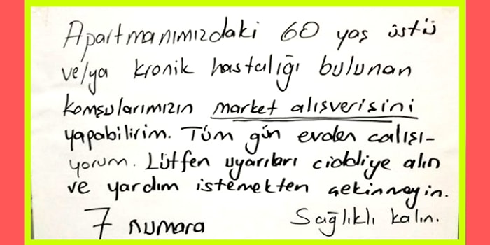 Koronavirüs Salgını Nedeniyle "60 Yaş Üstü veya Kronik Hastalığı" Olan Komşularına Yardım Eden Kişi Hepinizin İçini Isıtacak