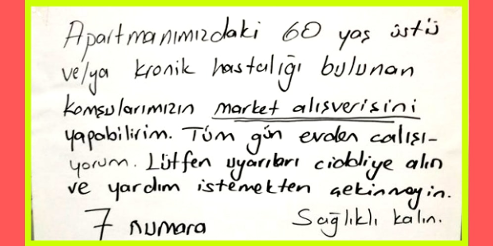Koronavirüs Salgını Nedeniyle "60 Yaş Üstü veya Kronik Hastalığı" Olan Komşularına Yardım Eden Kişi Hepinizin İçini Isıtacak