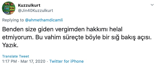 Çamlı'nın paylaşımının ardından, birçok sosyal medya kullanıcısından tepki geldi.