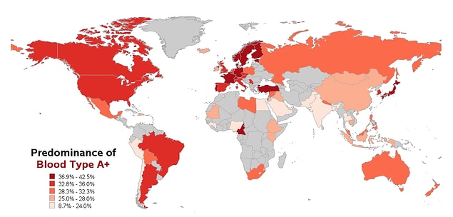 Kan grupları popülasyonda değişiklik gösterme eğilimdedir. Amerika Birleşik Devletleri'nde, nüfusun yaklaşık %44'ü 0, yaklaşık %41'i A kan grubuna sahiptir.