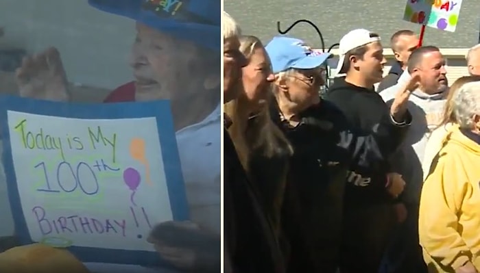 Koronavirüs Nedeniyle Ziyarete Kapatılan Huzurevinde Yaşayan Kadının 100. Yaş Gününü Ailesiyle Kutladığı Anlar