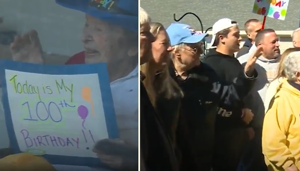 Koronavirüs Nedeniyle Ziyarete Kapatılan Huzurevinde Yaşayan Kadının 100. Yaş Gününü Ailesiyle Kutladığı Anlar