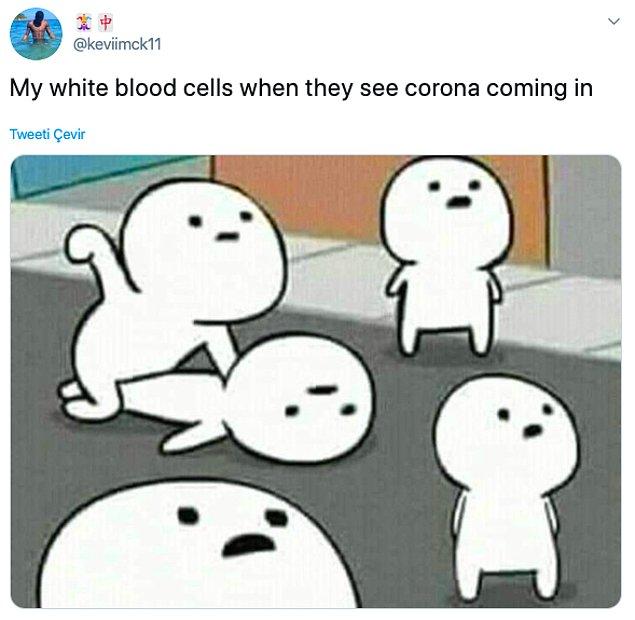 6. "Koronanın geldiğini gören beyaz kan hücrelerim"