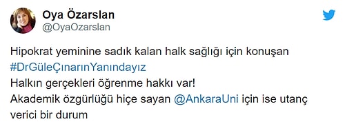 Ankara Üniversitesi'nin İnceleme Başlattığı 'Koronavirüs Uyarısı' Yapan Doktora Destek: #DrGüleÇınarınYanındayız