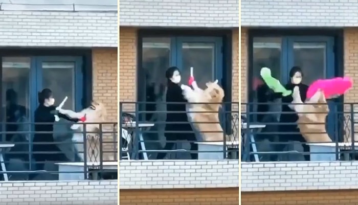 Karantina Günlerini Köpeğiyle Antrenman Yaparak Geçiren Kadın