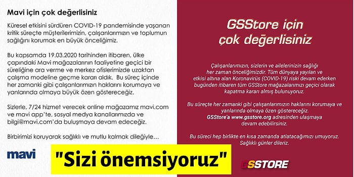 Koronavirüs Nedeniyle Çalışanlarının ve Müşterilerinin Sağlığını Önemseyip Mağazalarını Kapatan 24 Marka