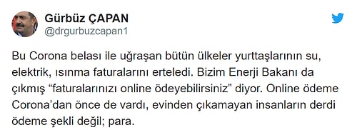 Enerji Bakanı Dönmez'in 'Faturalar Online Ödenebilir' Açıklaması Tepki Çekti: 'Derdimiz Ödeme Şekli Değil; Para'