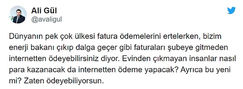 Enerji Bakanı Dönmez'in 'Faturalar Online Ödenebilir' Açıklaması Tepki Çekti: 'Derdimiz Ödeme Şekli Değil; Para'