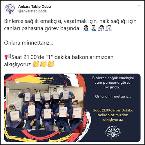 Sağlık Çalışanlarına Destek İçin Bu Akşam 21:00'da Alkış Eylemi Yapılacak ????