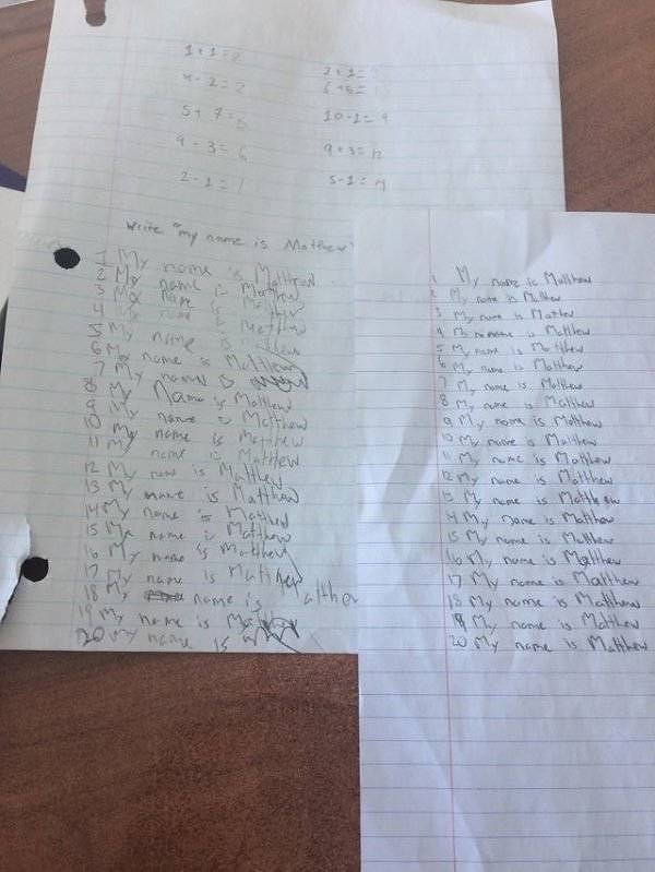 15. Сравнение почерка моего друга до и после приема его лекарств от синдрома дефицита внимания с гиперактивностью