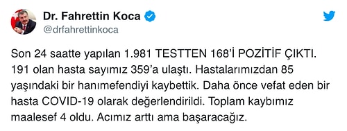 Sağlık Bakanı Koca Açıkladı: Koronavirüste Can Kaybı 4'e, Vaka Sayısı 359'a Yükseldi