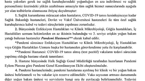 Bakanlık Genelge Yayımladı: Özel ve Vakıf Hastaneleri Salgın Hastanesi İlan Edildi