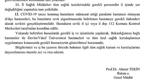 Bakanlık Genelge Yayımladı: Özel ve Vakıf Hastaneleri Salgın Hastanesi İlan Edildi