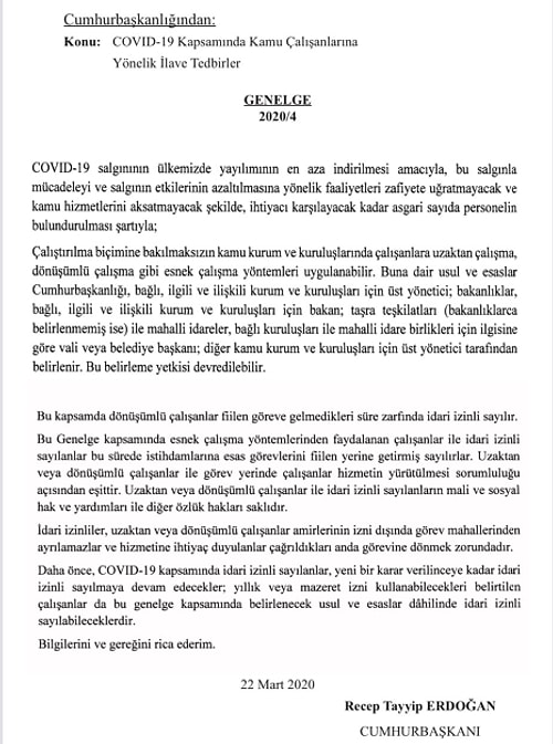 Kamuda Koronavirüs Önlemi Resmi Gazete'de: Uzaktan ve Dönüşümlü Çalışma Yöntemleri Uygulanabilecek