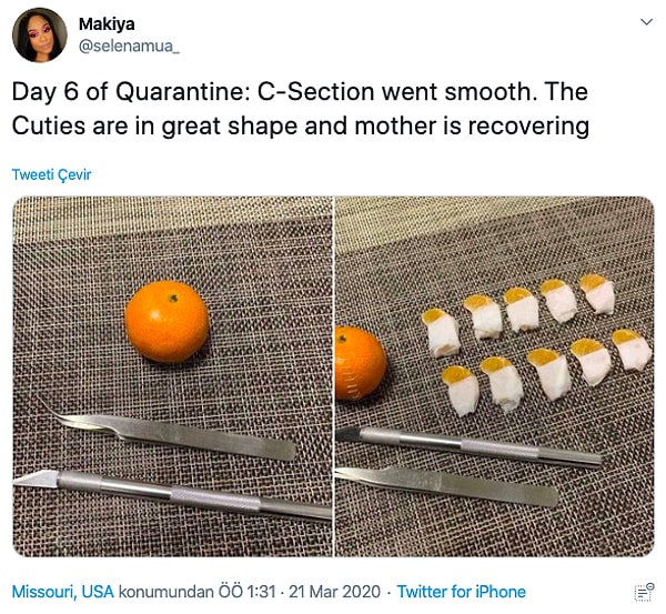 9. "6 день карантина: Кесарево сечение прошло без осложнений. Малыши в порядке, их мать тоже выздоравливает."