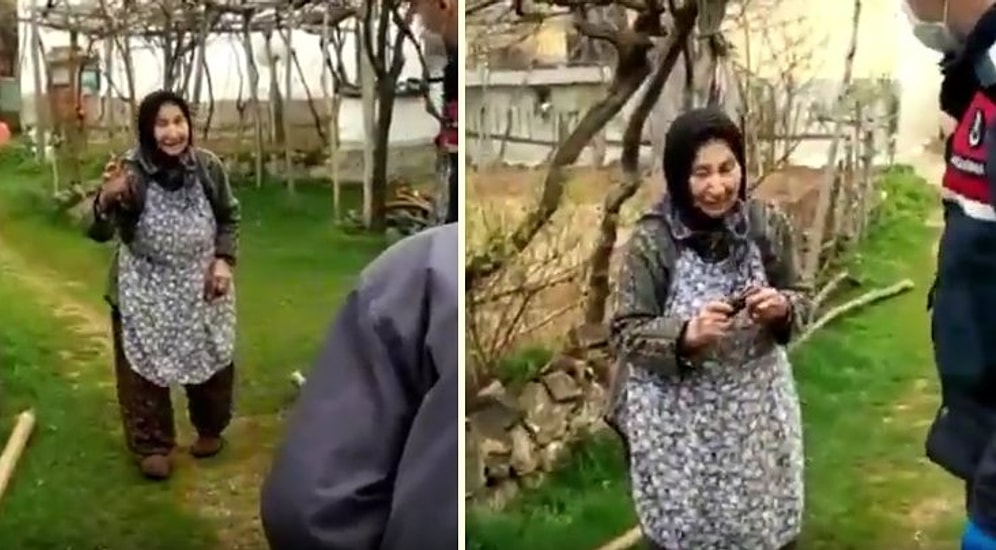 İhtiyaçları Olup Olmadığını Soran Jandarma Ekiplerine 'Üzümler Çıkınca Gelin Bak, Gücenirim' Diyen Güzel Yürekli Teyze