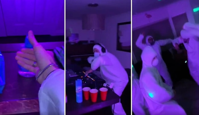 Karantina Konseptli Parti Yapıp Çılgınca Eğlenen Gençler