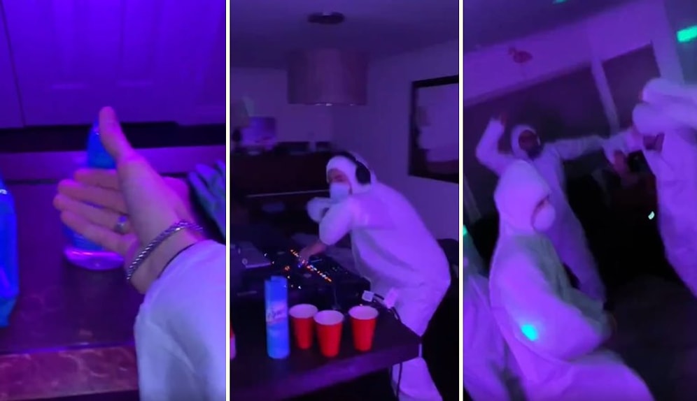 Karantina Konseptli Parti Yapıp Çılgınca Eğlenen Gençler