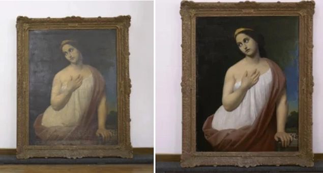 19. yüzyıla ait bir tablonun restorasyon çalışmasından sonraki durumu: