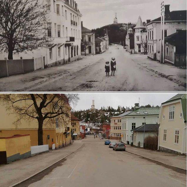 15. Bir İsveç şehri olan Söderhamn'ın 100 yıllık değişimi: