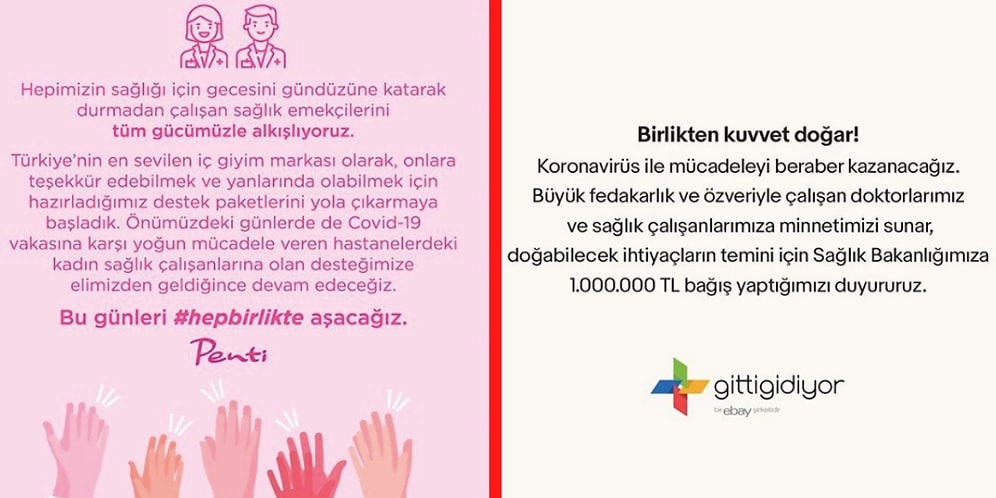 Koronavirüs Salgını Nedeniyle Ellerini Ceplerine Atan Markalardan Alkışlanacak Bağışlar