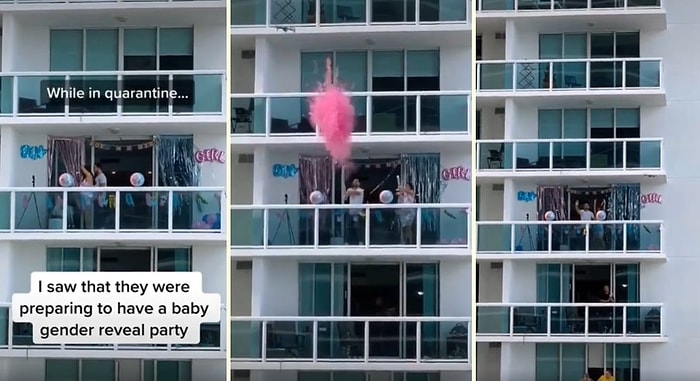 Bebeklerinin Cinsiyetini Öğrenmek İçin Balkonda Mini Bir Organizasyon Yapan Çift