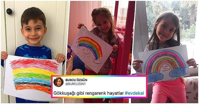 Güzel Günler Göreceğiz! Çocuklar Koronavirüs Günlerinde Çizdikleri Gökkuşakları ile Pencereleri Renklendiriyor