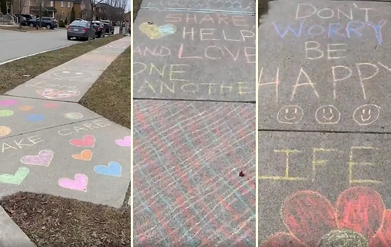 İnsanlara Moral Vermek İçin Yollara Tebeşirle Pozitif Mesajlar Yazdılar