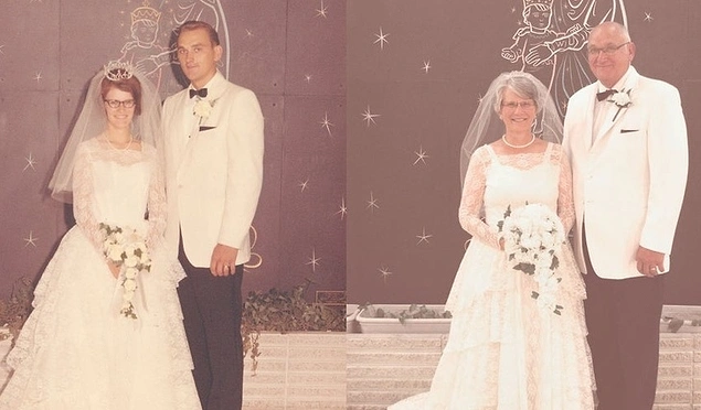 İki fotoğraf arasında değişen tek şeyin 45 yıl olması.