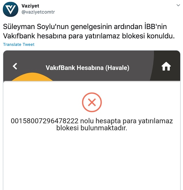 Soylu'nun genelgesinin ardından İBB'nin banka hesabına bloke konduğu aktarıldı