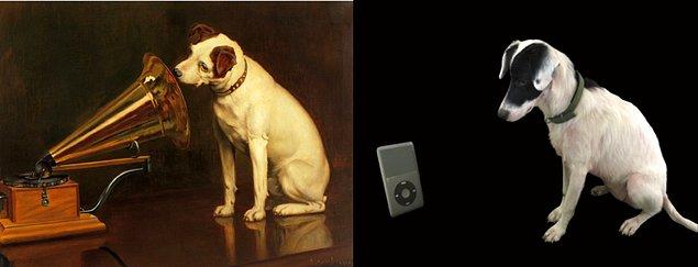 13. Francis Barraud'un köpeği ve modern MP3 çalar köpeği