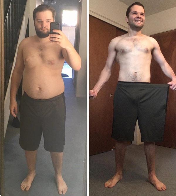 11. "Aynı şort ama iki farklı ben... 9 ay sonundan 95 kilodan 72 kiloya düştüm."
