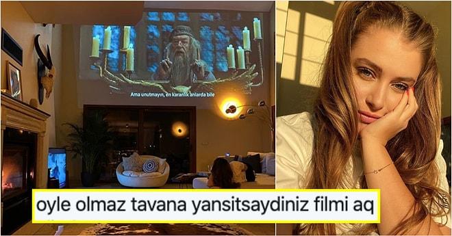 Hande Erçel'in Ablası Gamze Erçel'in Dev Ekranda Film İzlediği Ev Paylaşımı, Sosyal Medyanın Diline Düşmekten Kurtulamadı