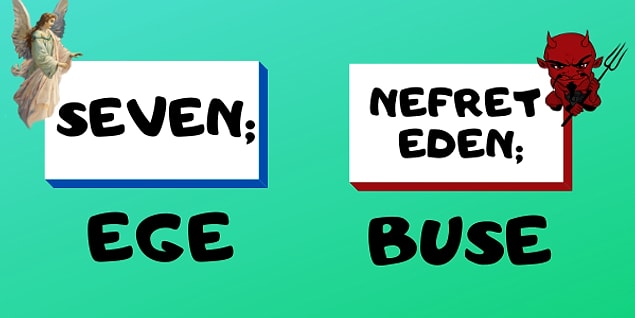 Seni seven ve nefret eden isimler;