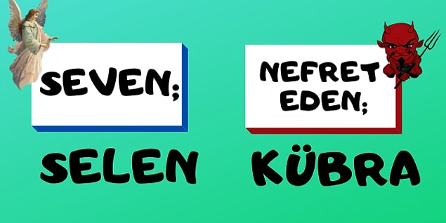 Seni seven ve nefret eden isimler;