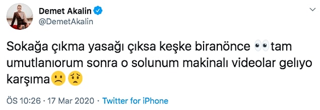 Bu isimlerden biri de ne yazık ki Demet Akalın. Twitter'da sokağa çıkma yasağı gelmeli, evde kalınmalı çağrısı yapmasına rağmen kuralları çiğnemesi hepimizi şaşırtıyor açıkcası.