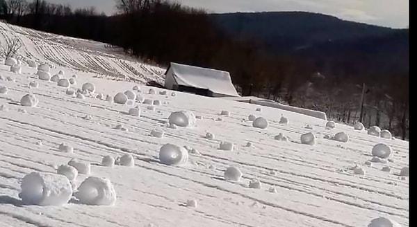 7. Rüzgarın etkisiyle oluşan kar topları.