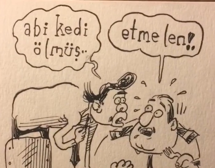 Emrah Ablak'tan Otobüs Şoförü ve Muavinin Ölü Kediyi İzmir'e Götürme Hikayesinin Karikatürize Versiyonu