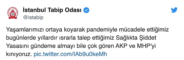 İstanbul Tabip Odası da AKP ve MHP'nin red oylarına tepki gösterdi