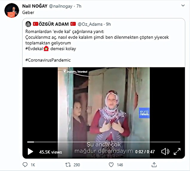 7 saat sonra paylaşımı sildi